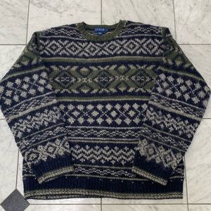 J Crew 100% Wool Knit Sweater Contrast Detail M